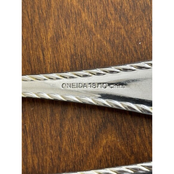 Oneida Belmont Lyons Stainless Nickel 18/10 Rope Edge Silverware Set Of 6 Forks - Picture 3 of 16